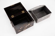 Lacquered tea caddy with Asian decorative motifs